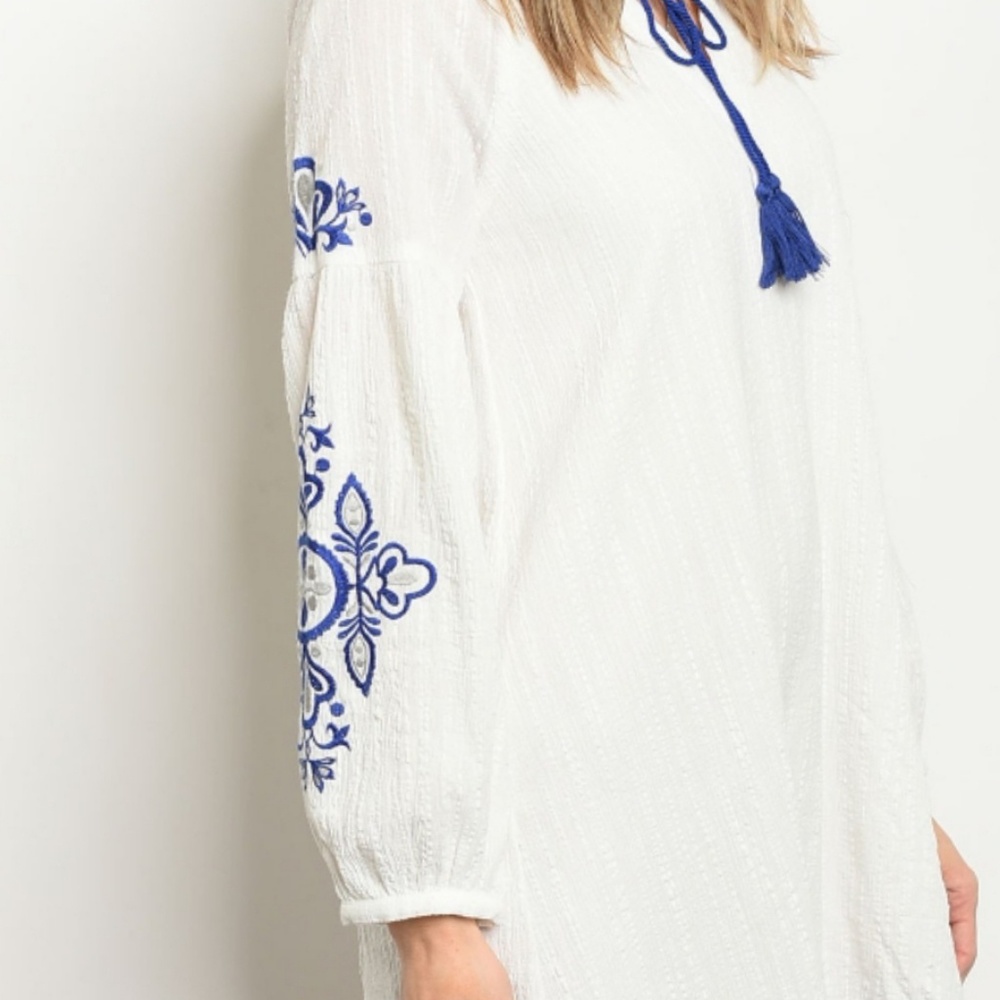 💦boho chic Tonic white and blue dress 💦 - Picture 5 of 7